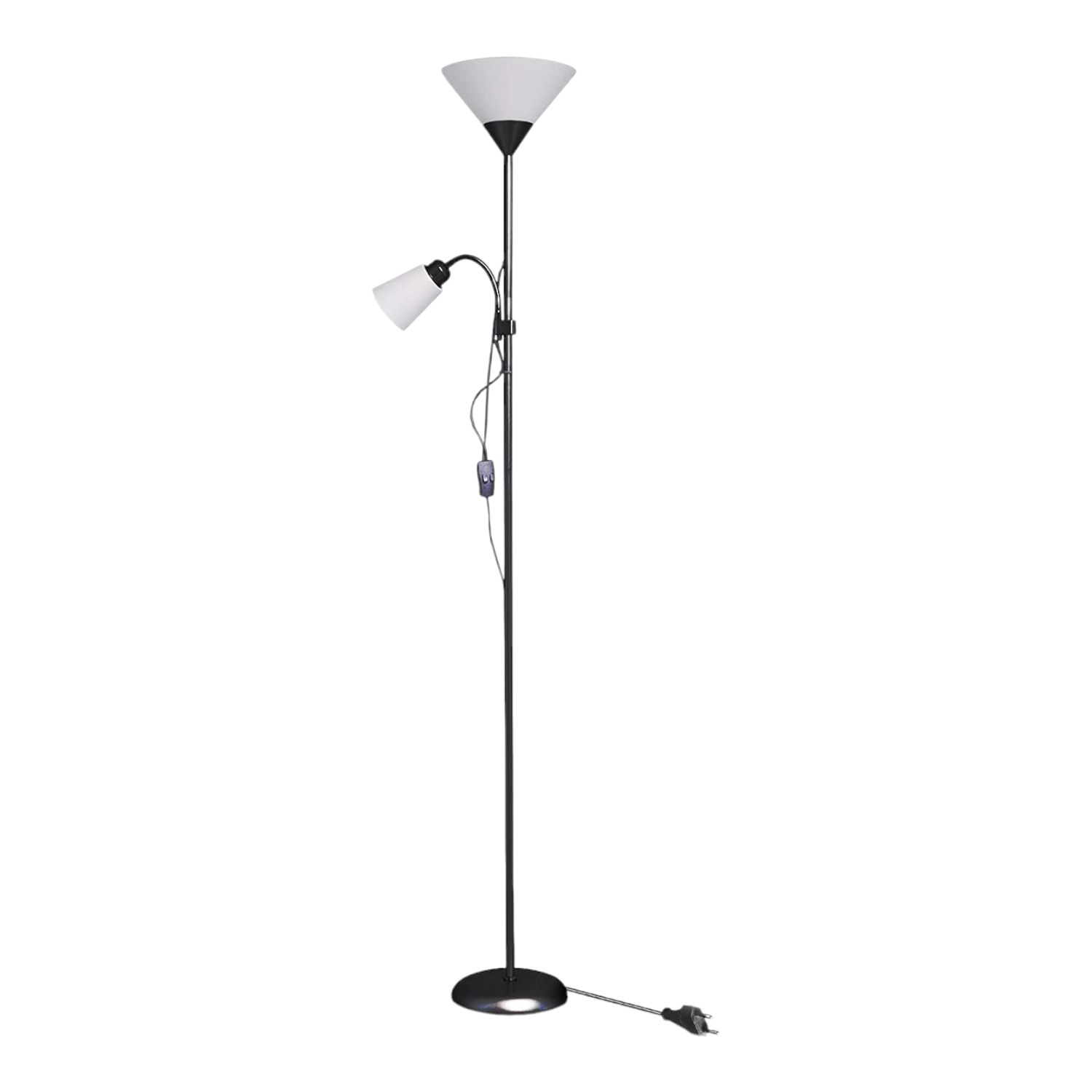 Lampada da Terra a piantana nera dal Design Moderno in Metallo con Braccio Orientabile e Paralume Opaco Adatta a Salotti Facile Installazione Utilizza Lampadine E27 non incluse